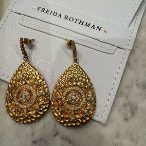 #2. Gift - GORGEOUS Freida Rothman NWOT hammered earrings w cubic zirconia